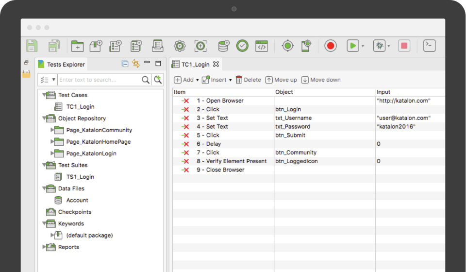 screenshot of Katalon Studio